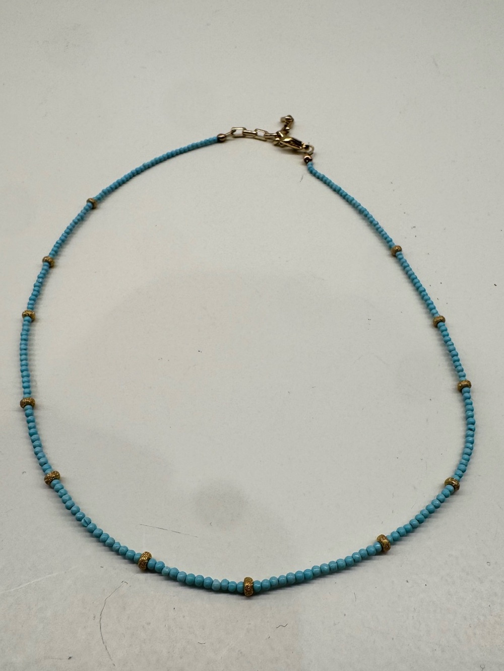 Turquoise Beaded Necklace with Gold Accents - Women Jewelry
